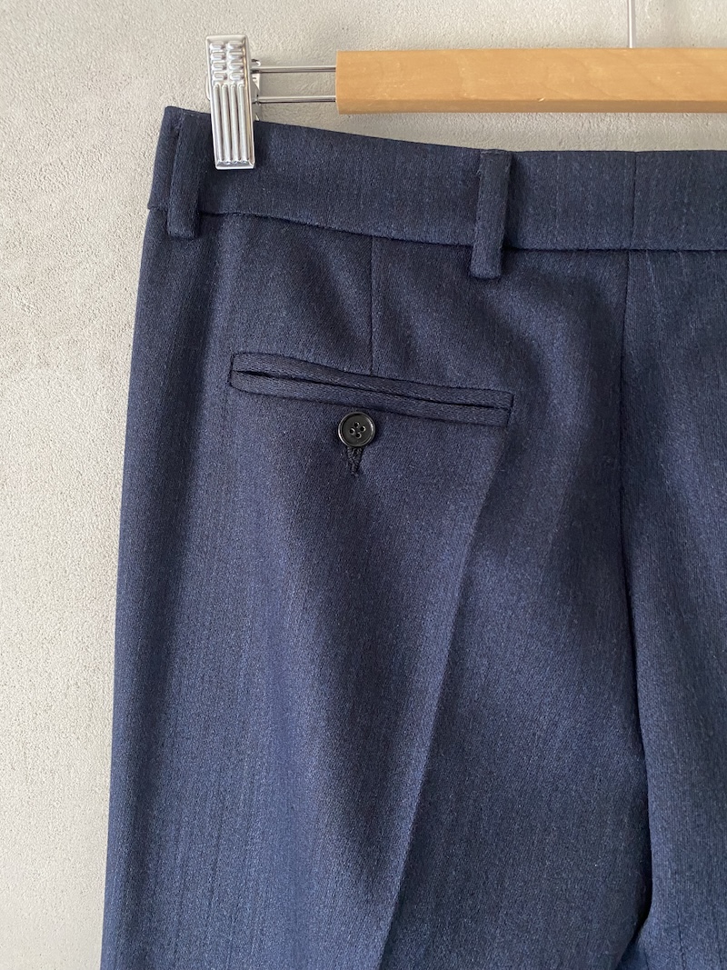 Marina Lari blue wool trousers with a flamed effect