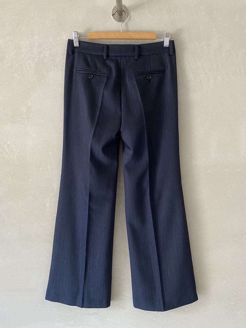 Marina Lari blue wool trousers with a flamed effect