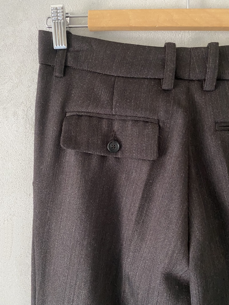 Marina Lari brown flared wool trousers with a slub effect