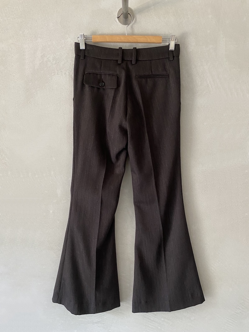 Marina Lari brown flared wool trousers with a slub effect