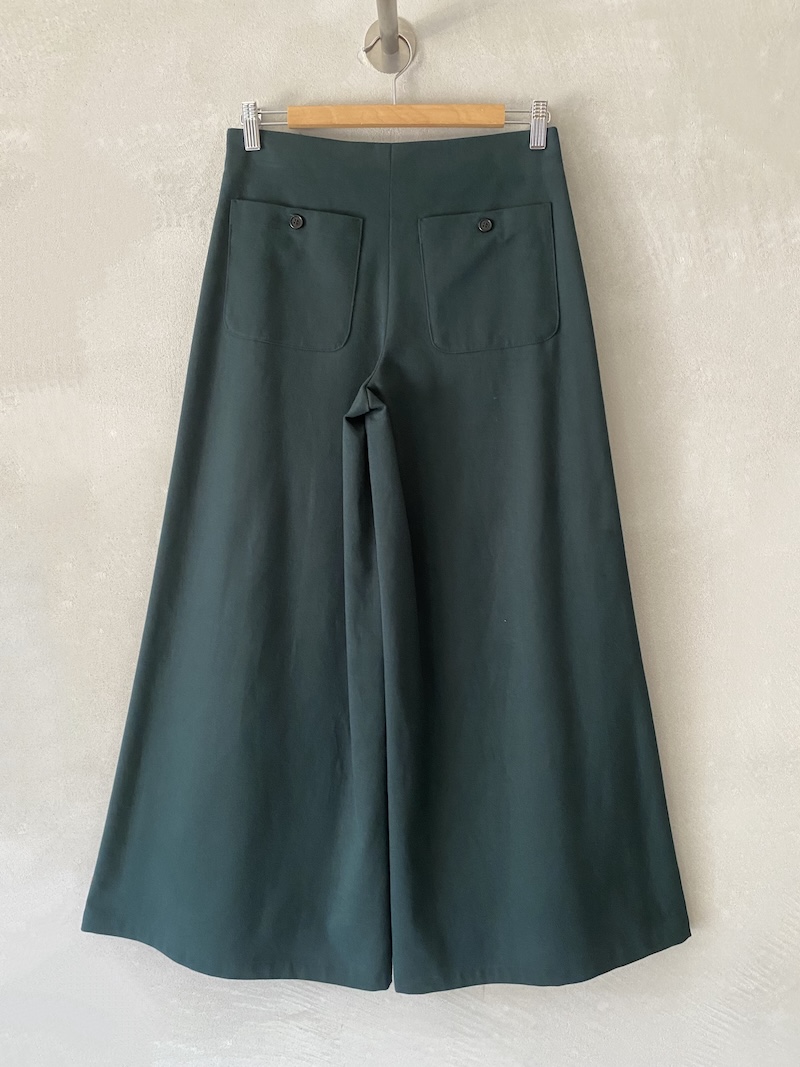 Marina Lari heavy cotton bottle green trousers