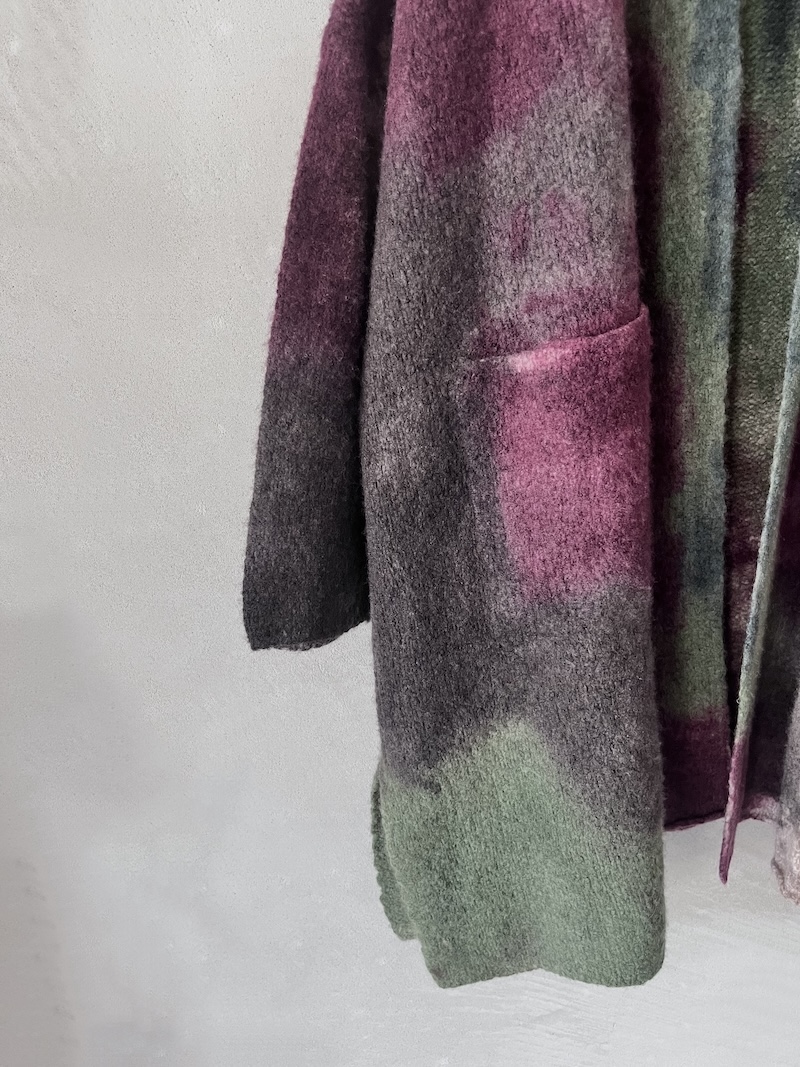 cappotto cardigan oversize multicolor in cashmere dipinto a mano F Cashmere