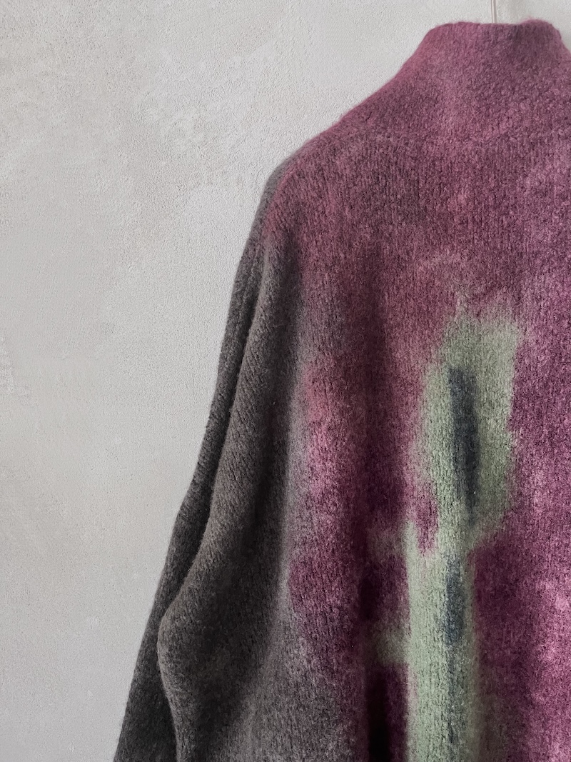 cappotto cardigan oversize multicolor in cashmere dipinto a mano F Cashmere