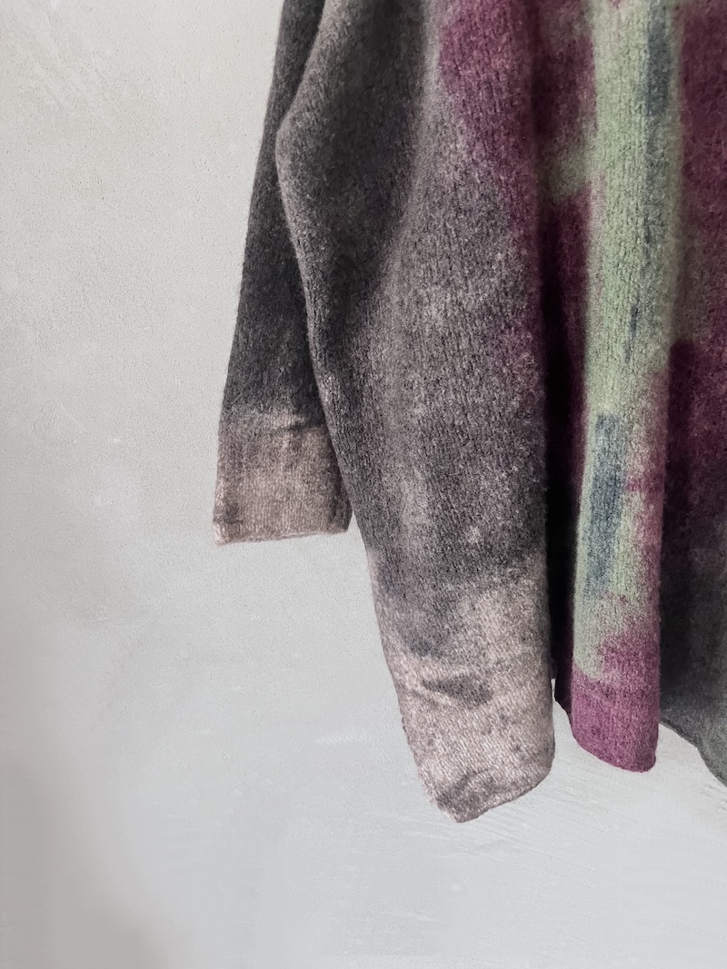 cappotto cardigan oversize multicolor in cashmere dipinto a mano F Cashmere