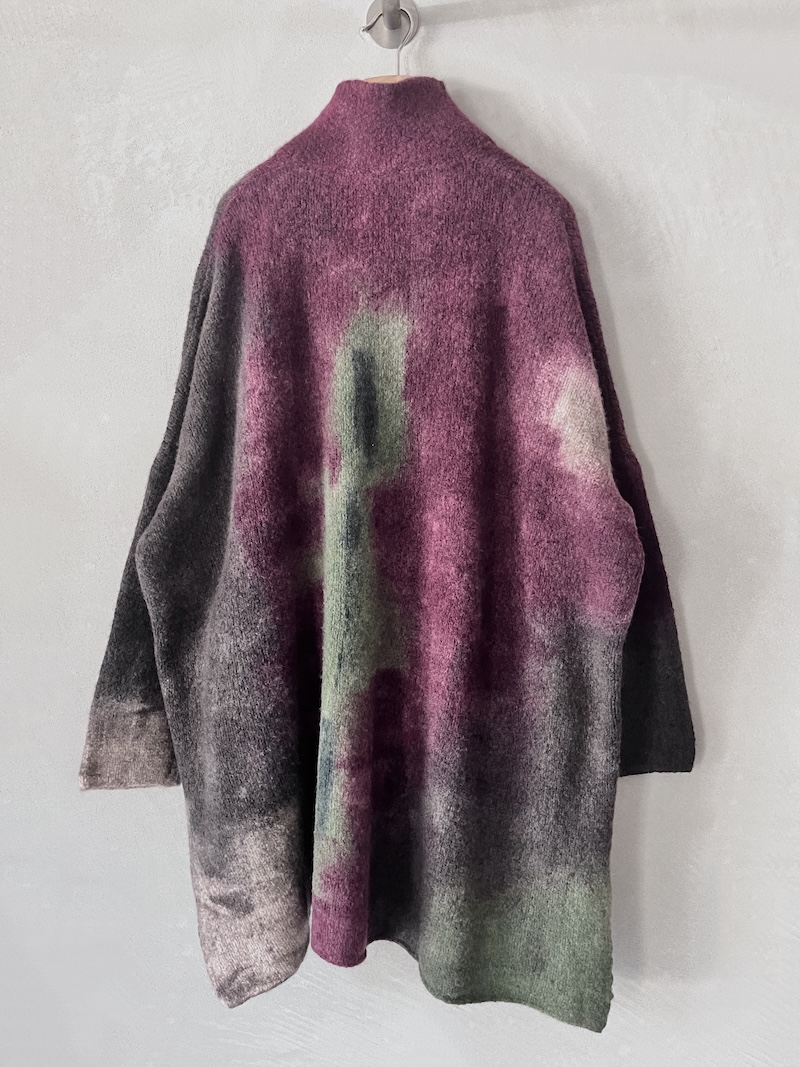 cappotto cardigan oversize multicolor in cashmere dipinto a mano F Cashmere