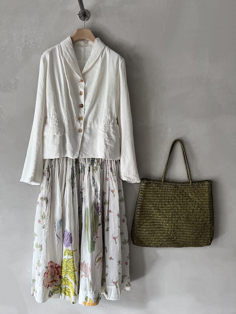 injiri skirt dragon leather bag hannoh cotton white jacket