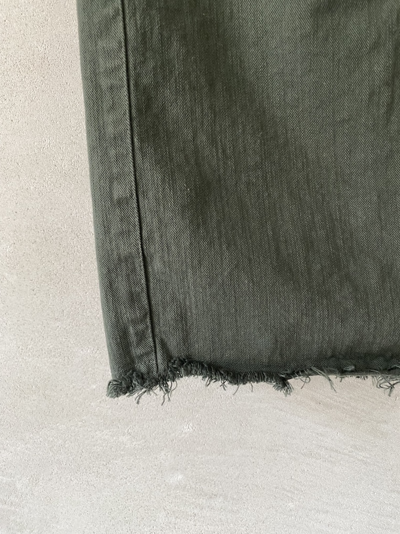 pantaloni barrel verde army in denim tinto capo Serie Numerica