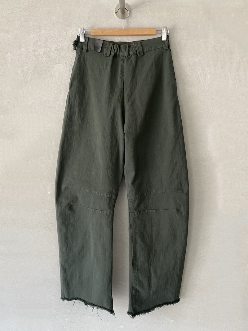 pantaloni barrel verde army in denim tinto capo Serie Numerica