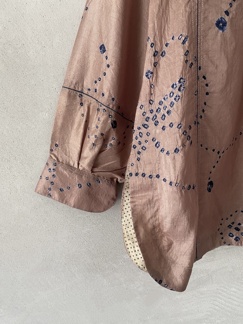 Camicia rosa cipria in seta Shibori Injiri
