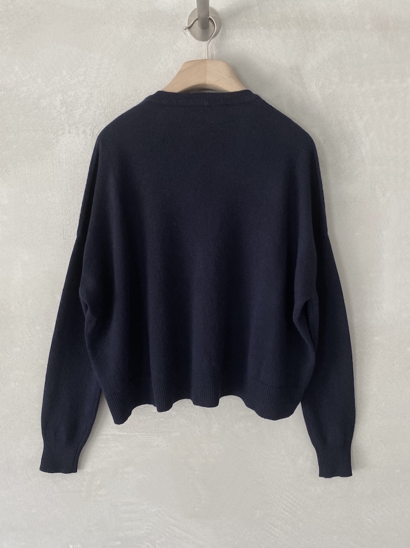 Cardigan blu over boxy in cashmere Marina Lari