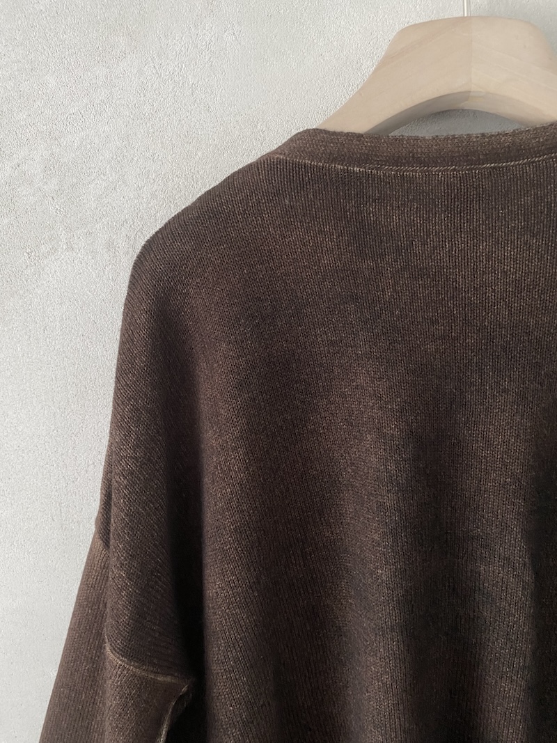 Cardigan marrone scuro bicolore in lana merino e cashmere Alessandro Aste