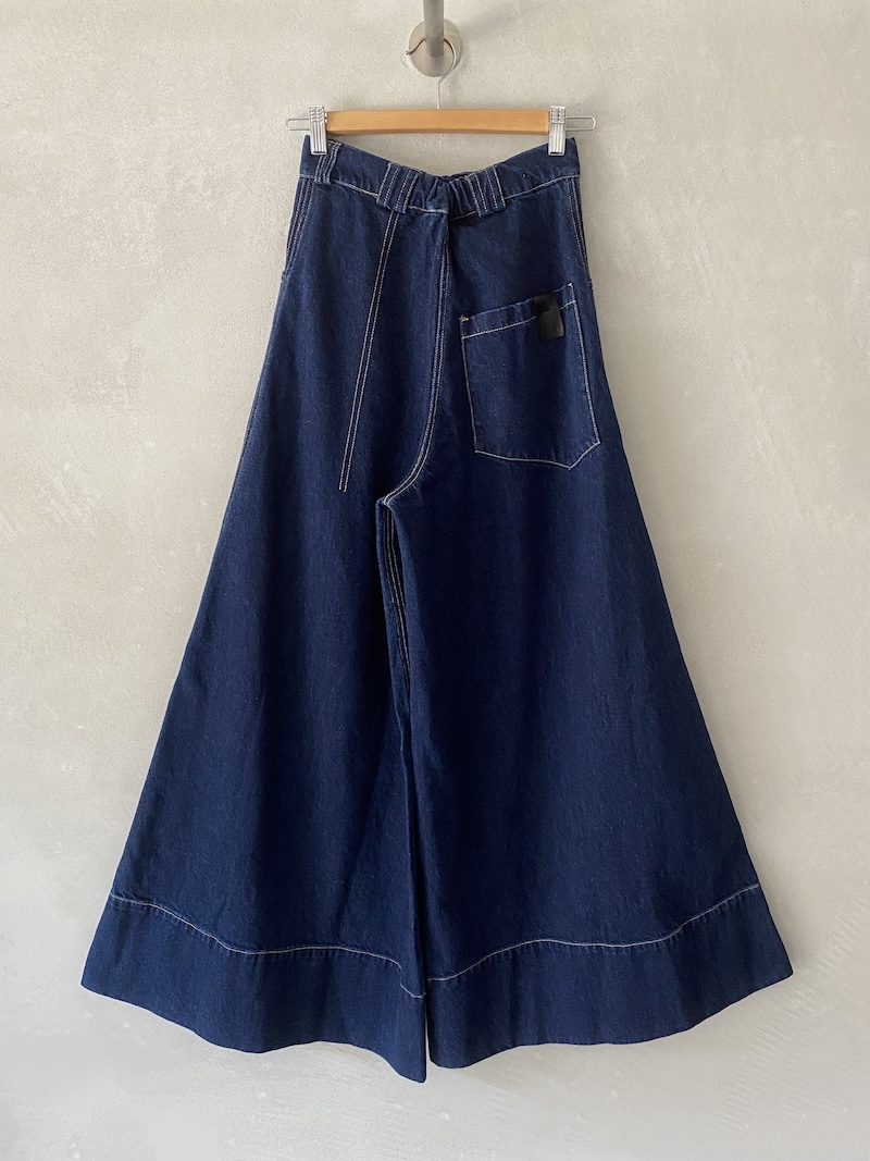 jeans blu a vita alta e gamba molto larga in denim di cotone Serie Numerica