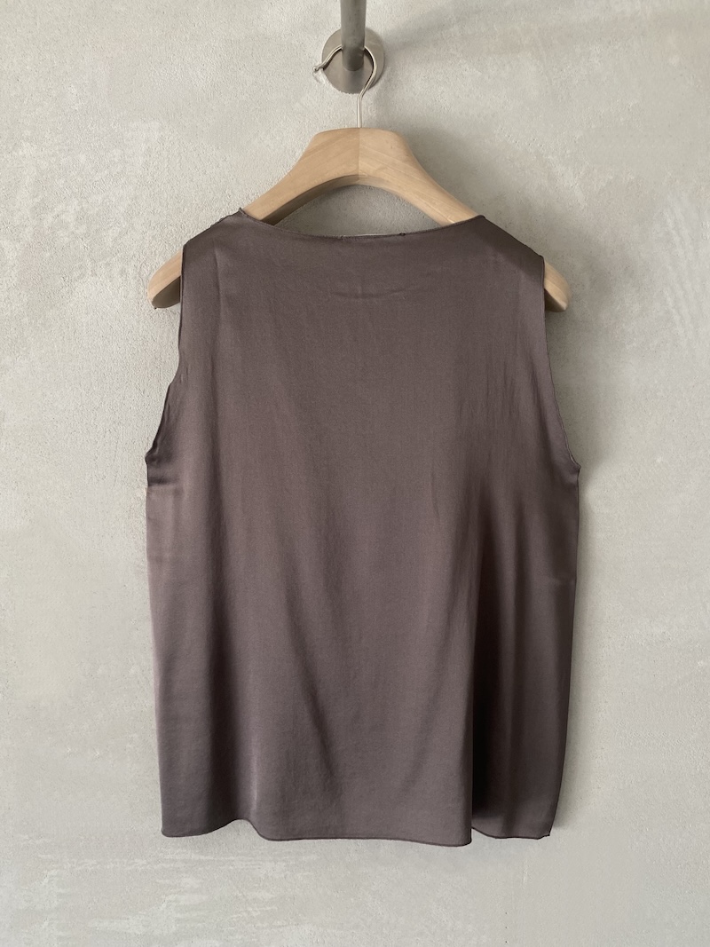 top marrone senza maniche in raso di seta elasticizzato Shirt C Zero