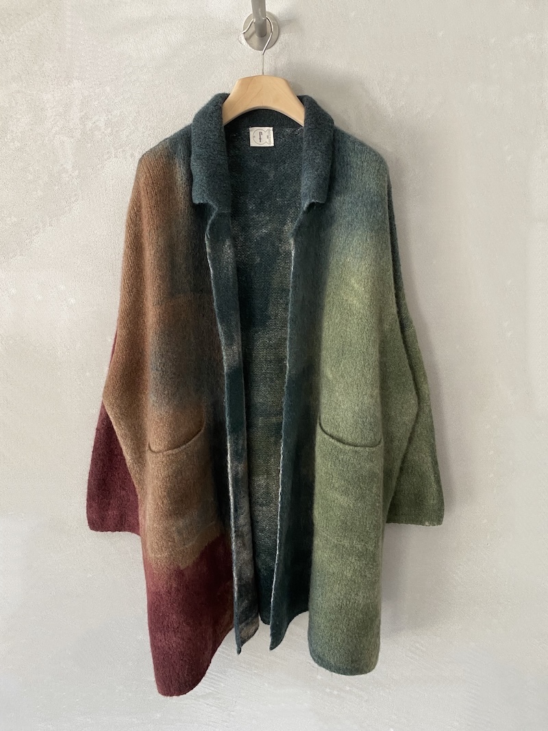 Cappotto cardigan oversize in cashmere dipinto a mano con spalla calata, manica lunga e tasche a toppa colore multicolor - F CASHMERE
