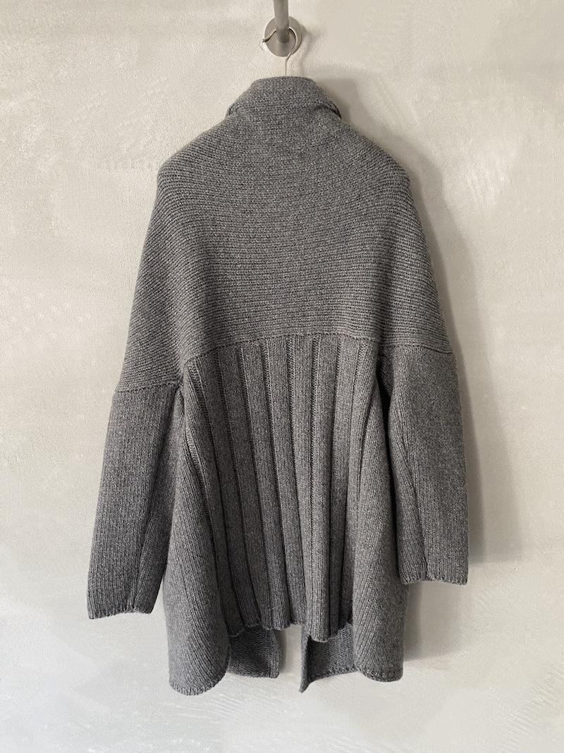 Oversized four-ply cashmere cardigan with shawl collar in gray - MARINA LARI