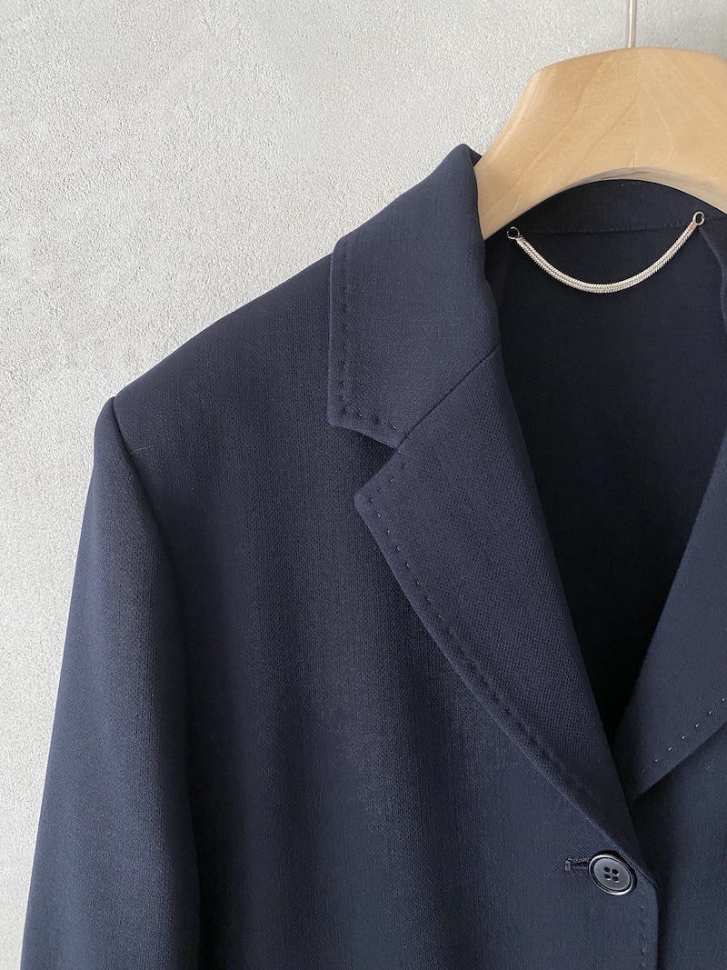 Single-breasted stretch wool jacket with hand-stitched seams in blue - TRUE ROYAL