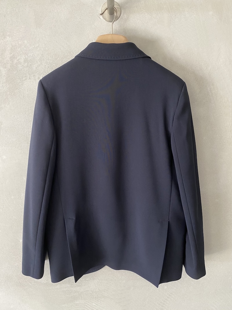 Single-breasted stretch wool jacket with hand-stitched seams in blue - TRUE ROYAL
