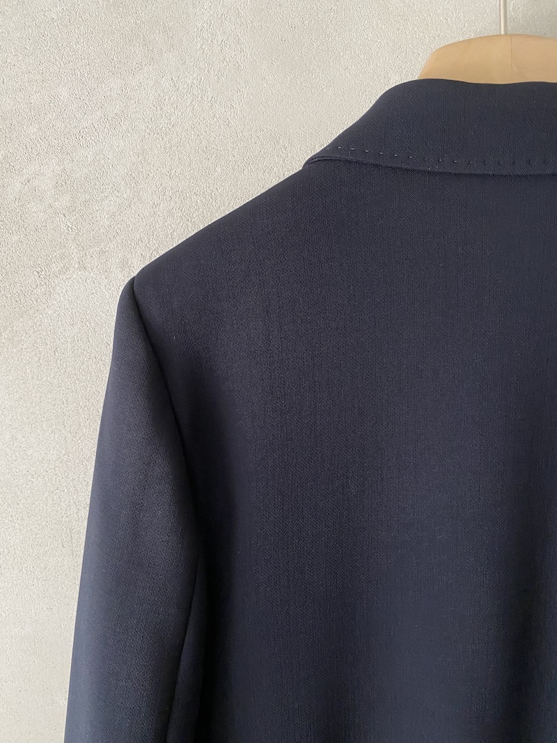Single-breasted stretch wool jacket with hand-stitched seams in blue - TRUE ROYAL