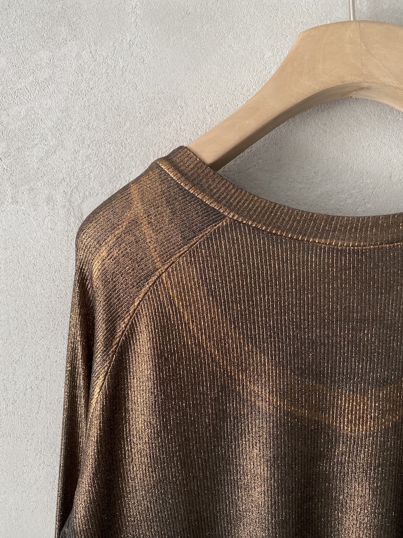 Avant Toi black micromodal and silk sweater with bronze lamination