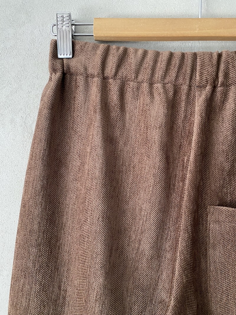 Marina Lari pinkish brown ankle-length trousers in stretch herringbone fabric