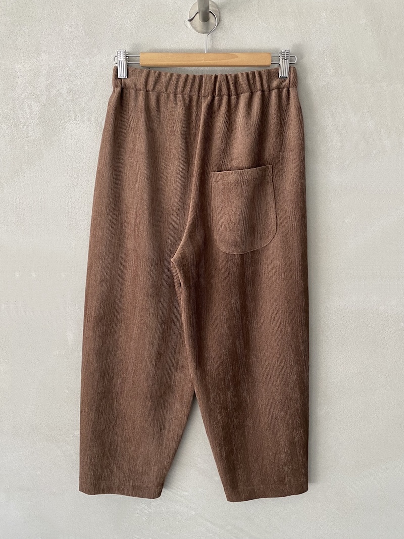 Marina Lari pinkish brown ankle-length trousers in stretch herringbone fabric