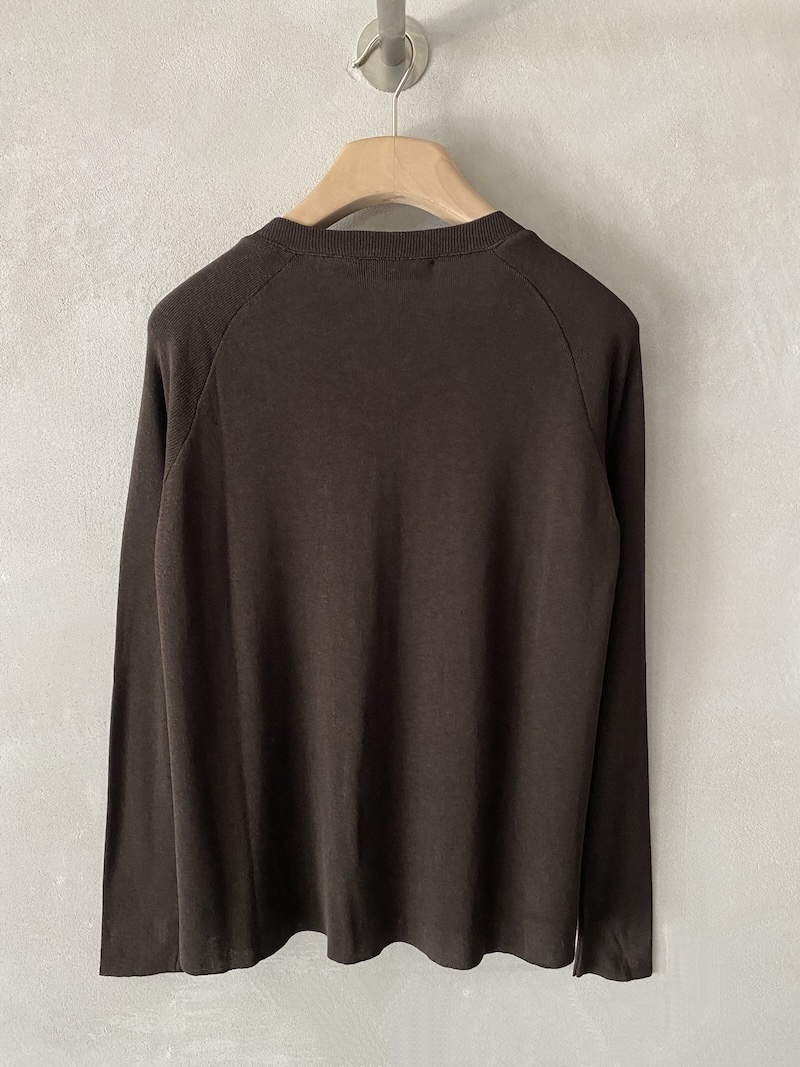 maglia marrone in jersey di seta con scollo a V Marina Lari