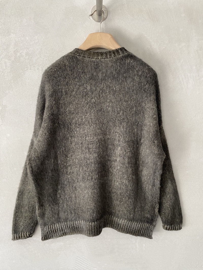 Avant Toi hand-painted oversized moss green cashmere and silk sweater