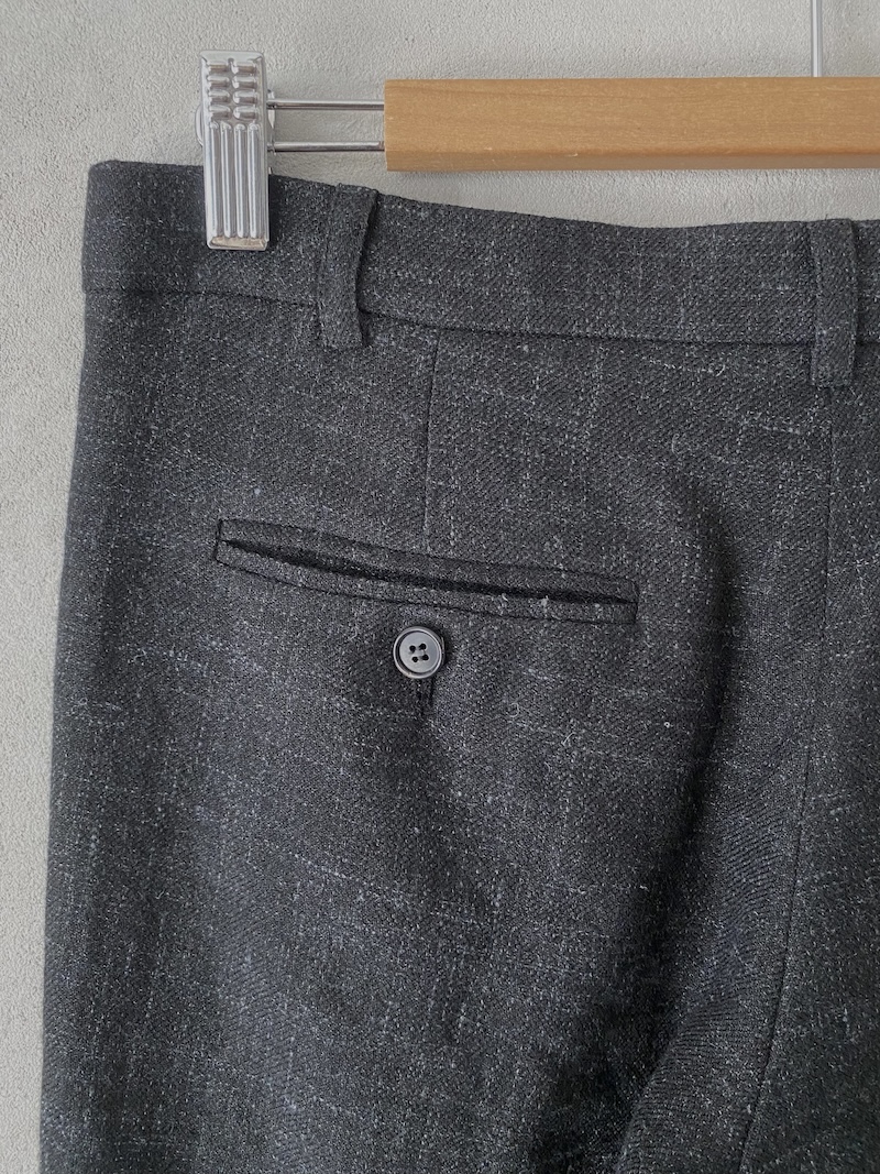 pantaloni nero a vita bassa alla caviglia in lino e lana Marina Lari