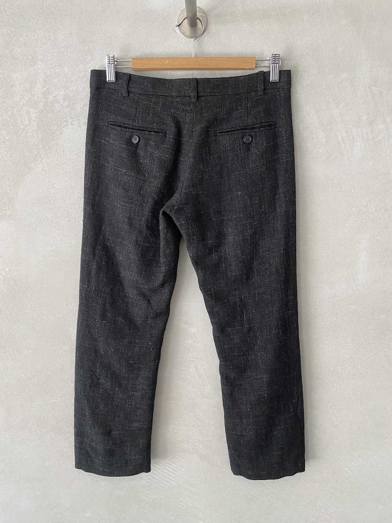 pantaloni nero a vita bassa alla caviglia in lino e lana Marina Lari